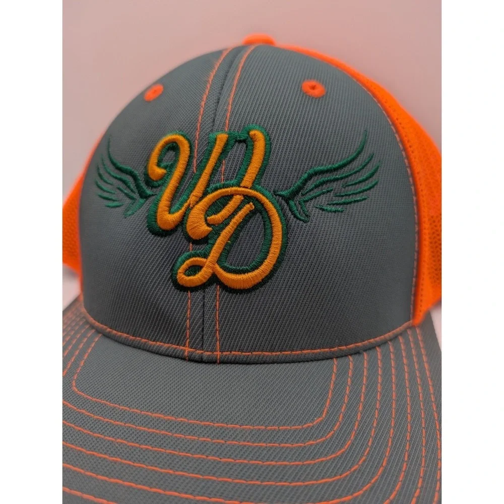 PACIFIC HEADWEAR Fitted‎ Trucker Hat Men's L/XL Orange Grey Cap Pro Model